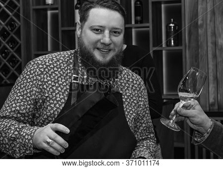 Sommelier, Cavist. Training In School Sommelier. Wine School. Wine Tasting. Tinted.
