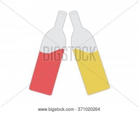Two Wine Bottles Vector Illustration With Celebration, Party Theme