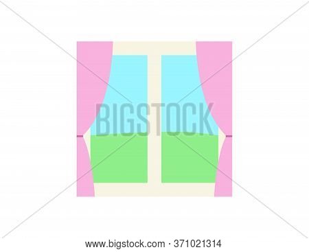 Glass Window With Outside View Vector Illustration
