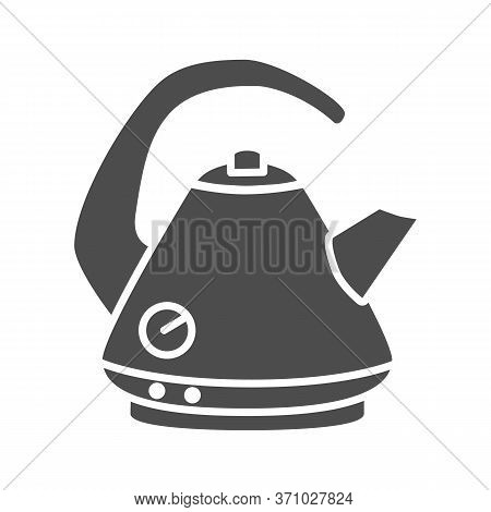 Electric Kettle Solid Icon, Kitchen Accessory Concept, Teakettle In Classic Style Sign On White Back