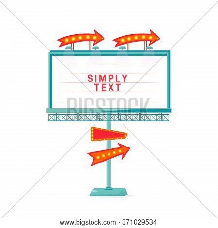 Vintage Vector Advert Board Sign Illustration. Commercial Billboard Mockup Design With Copy Space. S