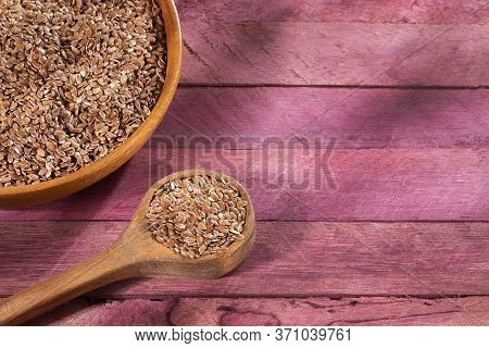 Linseed Organic Seeds - Linum Usitatissimum. Text Space