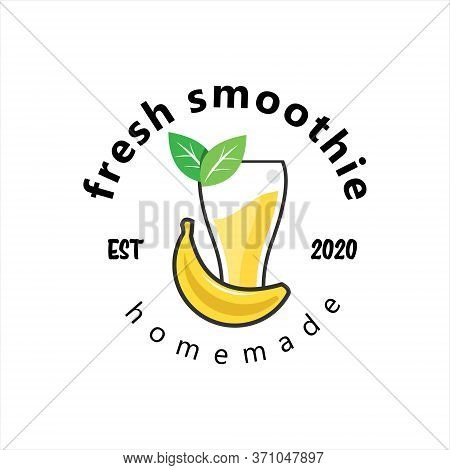 Simple Modern Banana And Glass Vector Best For Healthy Fresh Juice Or Diet Drink Logo Design Element