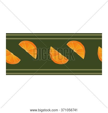Seamless Border, An Ornament With Orange Slices On A Brown Background