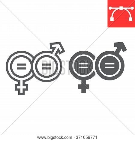 Cisgender Line And Glyph Icon, Lgbt And Pride, Gender Sign Vector Graphics, Editable Stroke Linear I