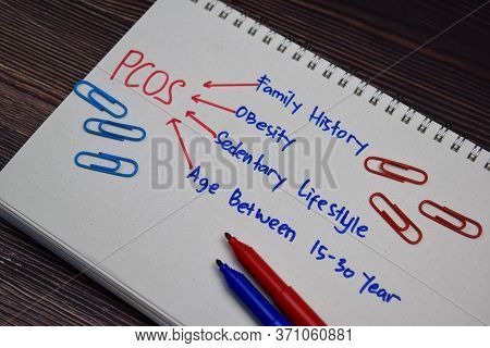 Pcos Write On A Book With Keywords Isolated Wooden Table.