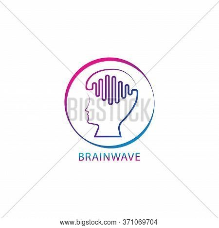 Colorful Brainwave Logo Design Template. Outlined People Head With Pulse Signal Wave Logo Concept. B