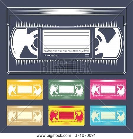 Videocassette. Retro Vhs Videotape From 90s. Old Record Video Recorder Tape. Vintage Style Movie Sto