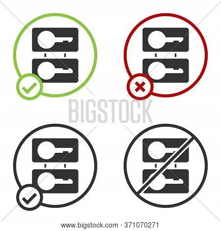 Black Metal Mold Plates For Casting Keys Icon Isolated On White Background. Set For Mass Production 