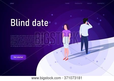 Two People Meets On Blind Date, Blind Date Illustration Concept.