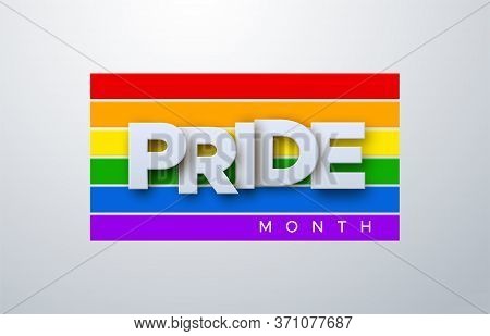 Lgbtq Pride Month. Vector Illustration. White Paper Label On Rainbow Flag Background. Human Rights O