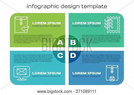 Set Line Speech Bubble With Envelope, Envelope, Delete Envelope And Postal Stamp. Business Infograph