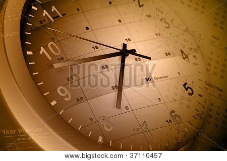 Clock face and calendar pages