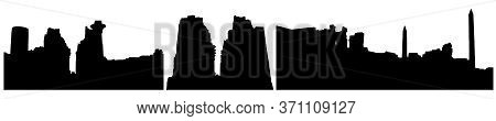 Silhouettes Of Building (ruins) Of Karnak Temple Complex In Luxor (egypt). Vector Illustration