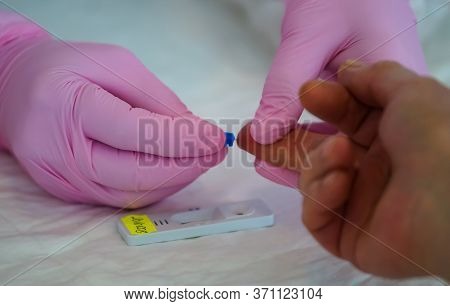 Bucharest, Romania - June 10, 2020: A rapid test during the Bucharest City Hall program up to 2,000 people will be tested to determine the degree of immunization to Covid-19.