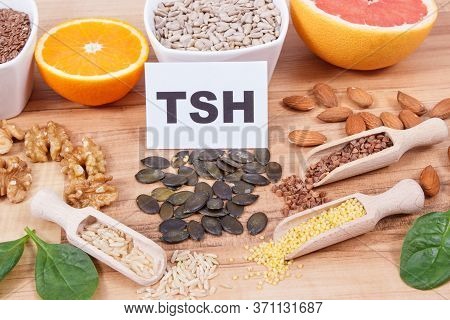 Inscription Tsh With Products And Ingredients As Source Healthy Natural Vitamins And Minerals. Benef