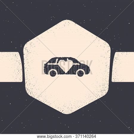 Grunge Luxury Limousine Car Icon Isolated On Grey Background. For World Premiere Celebrities And Gue