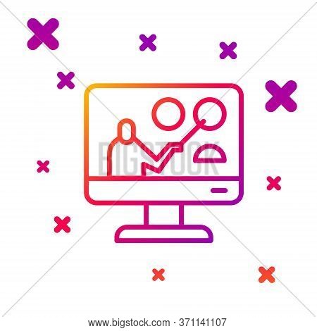 Color Line Online Education And Graduation Icon Isolated On White Background. Online Teacher On Moni