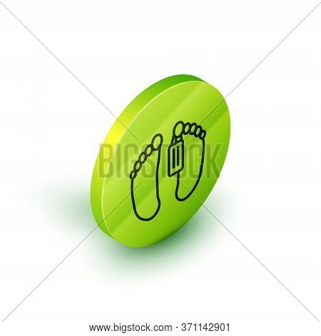 Isometric Line Dead Body With An Identity Tag Attached In The Feet In A Morgue Of A Hospital Icon Is