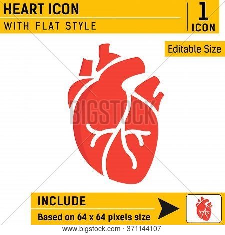 Heart Icon In Flat Style Isolated Vector Illustration On White Background. Human Heart Symbol