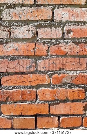 red brick wall background of old brick