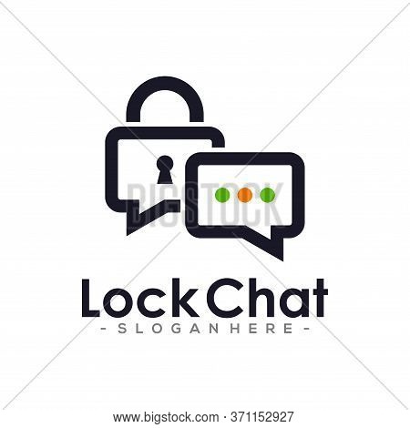 Lock Chat Logo Template Design. Chat Security Vector Illustration.