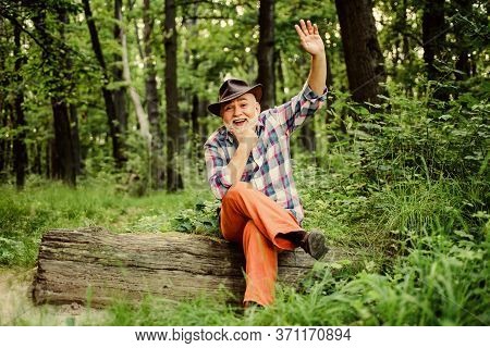 Person Purported Magical Abilities. Woodman Magician Concept. Folk Magic. Mature Man With Beard In H