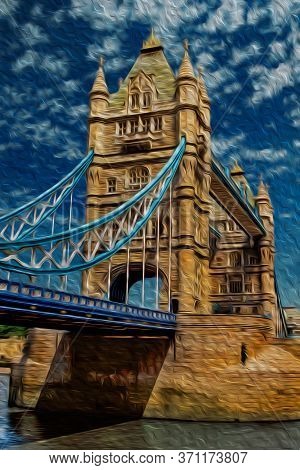 Tower Bridge Perspective, A Combined Bascule And Suspension Bridge In London. Capital Of England And