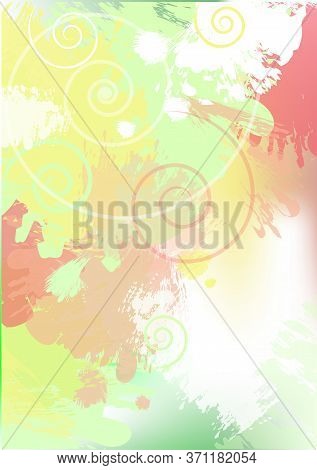 Light Green Abstract Background With Curly Elements.