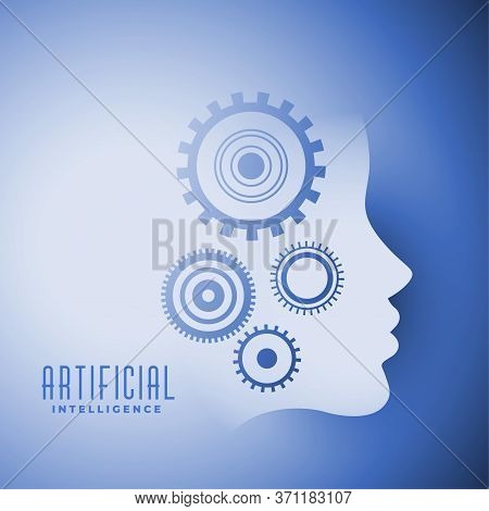Artificial Intelligence Face With Gears Symbol Design