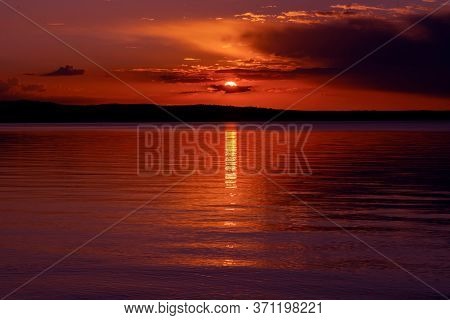 A Very Yellow Sky In Sunset In Jönköping
