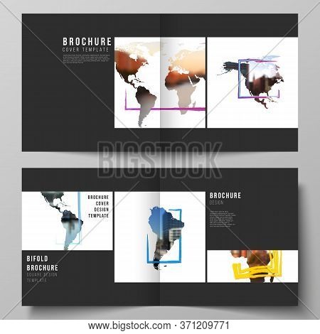 Vector Layout Of Two Covers Templates For Square Bifold Brochure, Flyer, Cover Design, Book Design, 