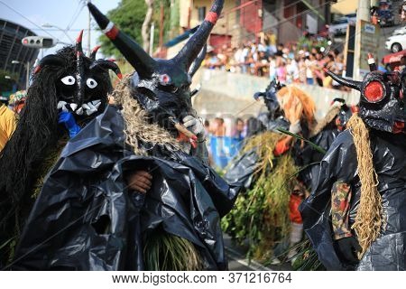 Salvador, Bahia / Brazil - January 24, 2016: Members Of The Cultural Group Caretas From Praia Do For