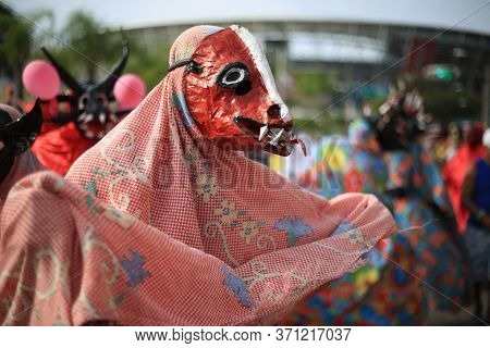 Salvador, Bahia / Brazil - January 24, 2016: Members Of The Cultural Group Caretas From Praia Do For