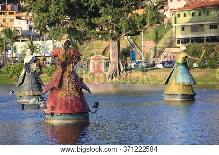 Salvador, Bahia / Brazil - January 19, 2018: Orisha Sculptures, Candombe Spirit Are Seen At Dique Do