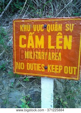 Cat Ba, Vietnam - March 9, 2016: Warning Red Sign