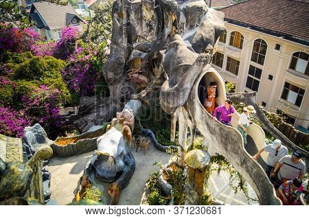 Da Lat, Vietnam - April 4, 2016: Tourists Walk In The Hotel Crazy House