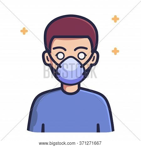 Man Wearing N99 Face Mask Vector Illustration. Person Icon Concept White Isolated.flat Cartoon Style