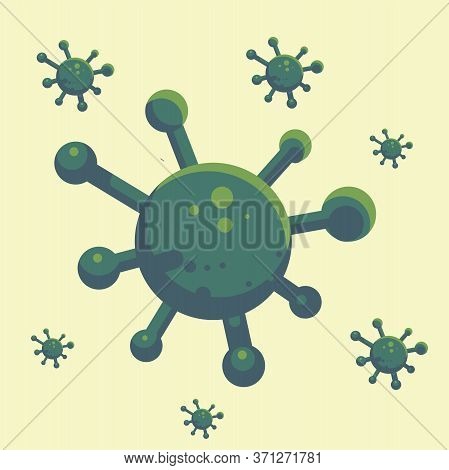 Corona Virus Vector Illustration. Green Virus. Flat Design