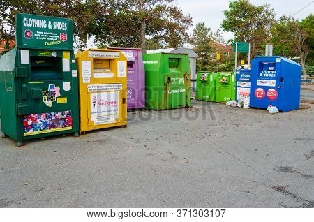West Kirby, Uk: Jun 3, 2020: Charity Collecting Banks Are Over Flowing And Being Used As Litter Bins