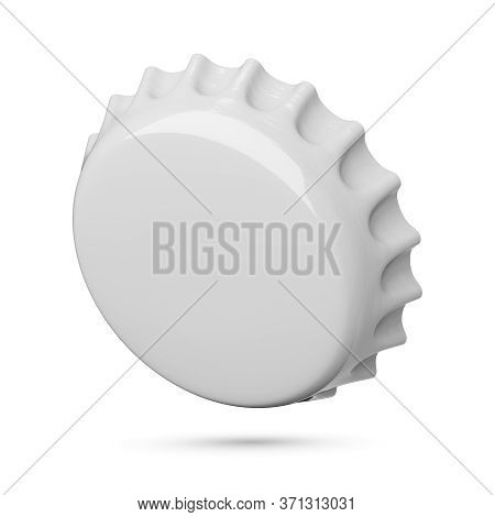Gray Metal Beer Lid, Soda Cap, Bottle Cover Isolated On White Background. 3d Rendering