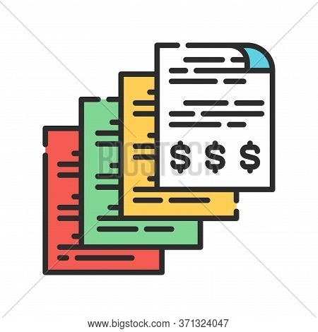 Report And Financial Statements Color Line Icon. Bookkeeping And Accounting. Pictogram For Web Page,