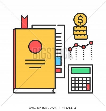 Report And Financial Statements Color Line Icon. Bookkeeping And Accounting. Pictogram For Web Page,