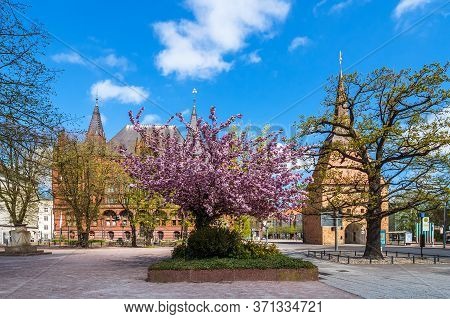 Historical Buildings In The City Rostock, Germany.
