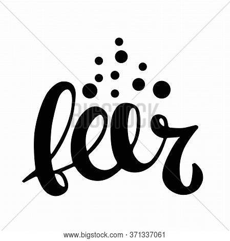 Beer Lettering. Vector Handwritten Word With Bubbles. Oktoberfest Background. Black Letters Isolated
