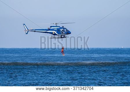 Hossegor, France. 20.05.2020. Rescue Helicopter Training Before The Start Of The Beach Season.soft F