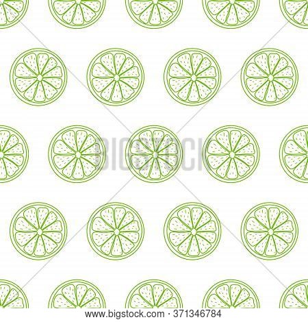 Seamless Pattern With Sliced Pieces Of Citrus Fruit. The Simple Backdrop Of Tropical Lime. Stock Vec