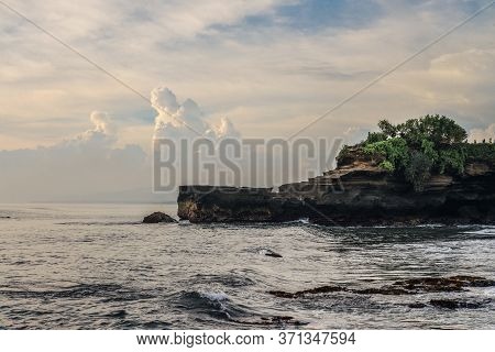 Coastline Near The Tanah Lot Temple, The Most Important Indu Temple Of Bali, Indonesia Befor Sunset