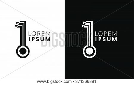 Logo Design Concept For Music Industry As A Combination Of Number One And A Guitar. Vector Logo Temp