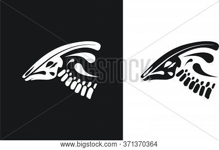 Dinosaur Skeleton Logo Design Based On The Parasaurolophus. Unique Vector Logo Element
